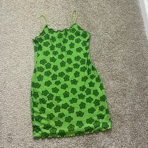 y2k green floral dress
